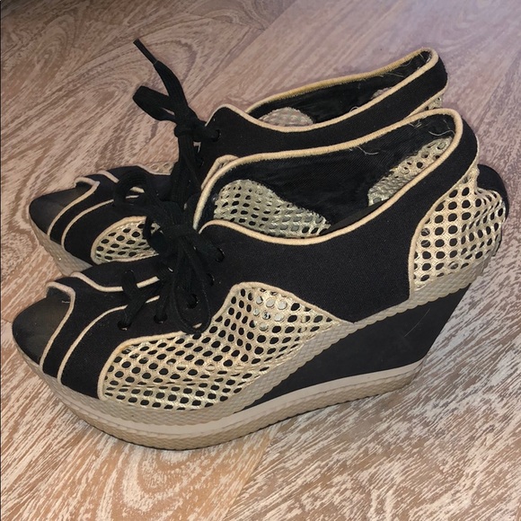 Philip Simon net wedge size 8 black cream - Picture 2 of 4